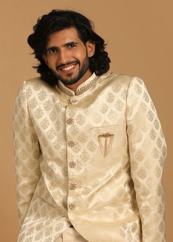 Manyavar Men Sober Light Hued Indo Western