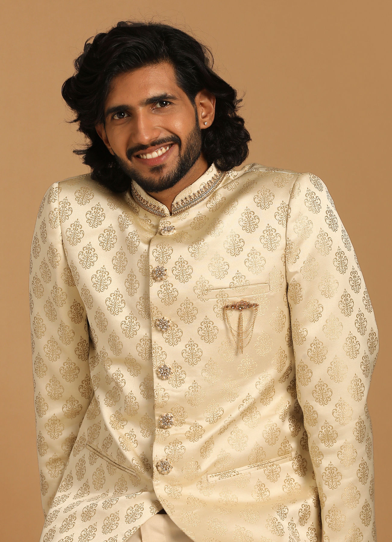 Manyavar Men Sober Light Hued Indo Western