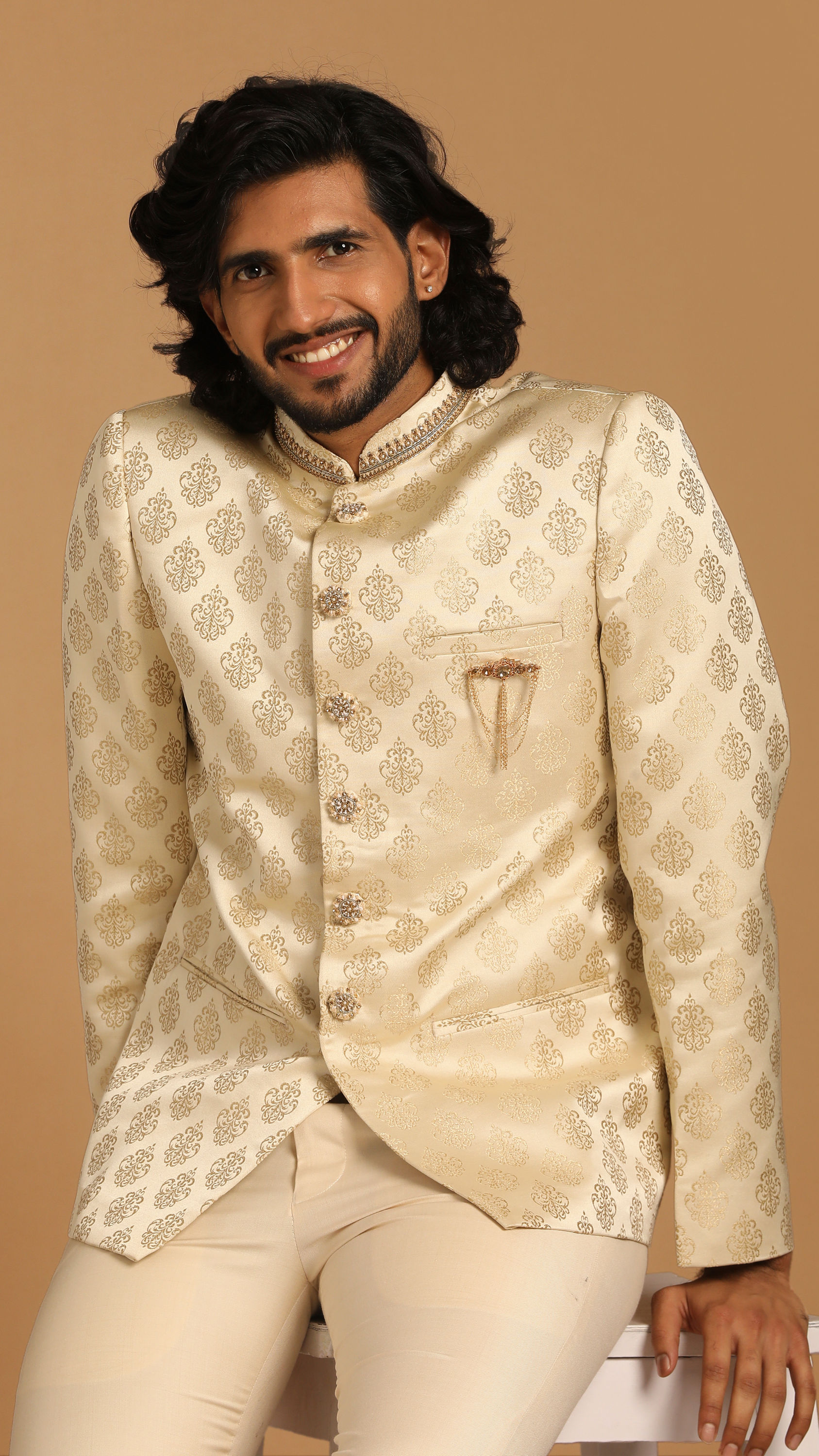Manyavar Men Sober Light Hued Indo Western