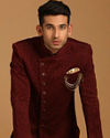 alt message - Manyavar Men Suave Maroon Indo Western Set image number 0