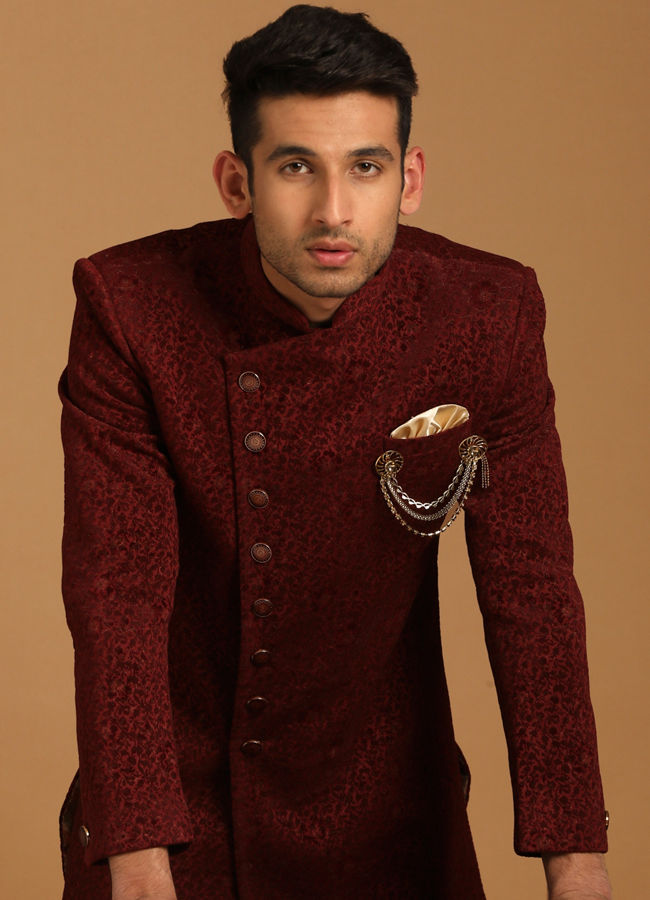 Buy Suave Maroon Indo Western Set Online in India @Manyavar - Indo ...