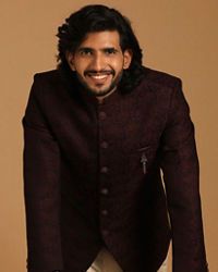 Manyavar Men Attractive Maroon Indo Western