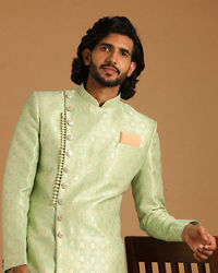 Manyavar Men Playful Green Indo Western Set