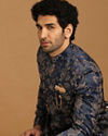 Manyavar Men Elegant Dark Blue Indo Western