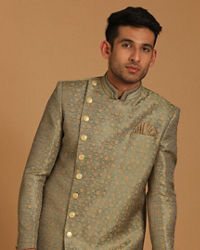 Manyavar Men Classy Green Indo Western