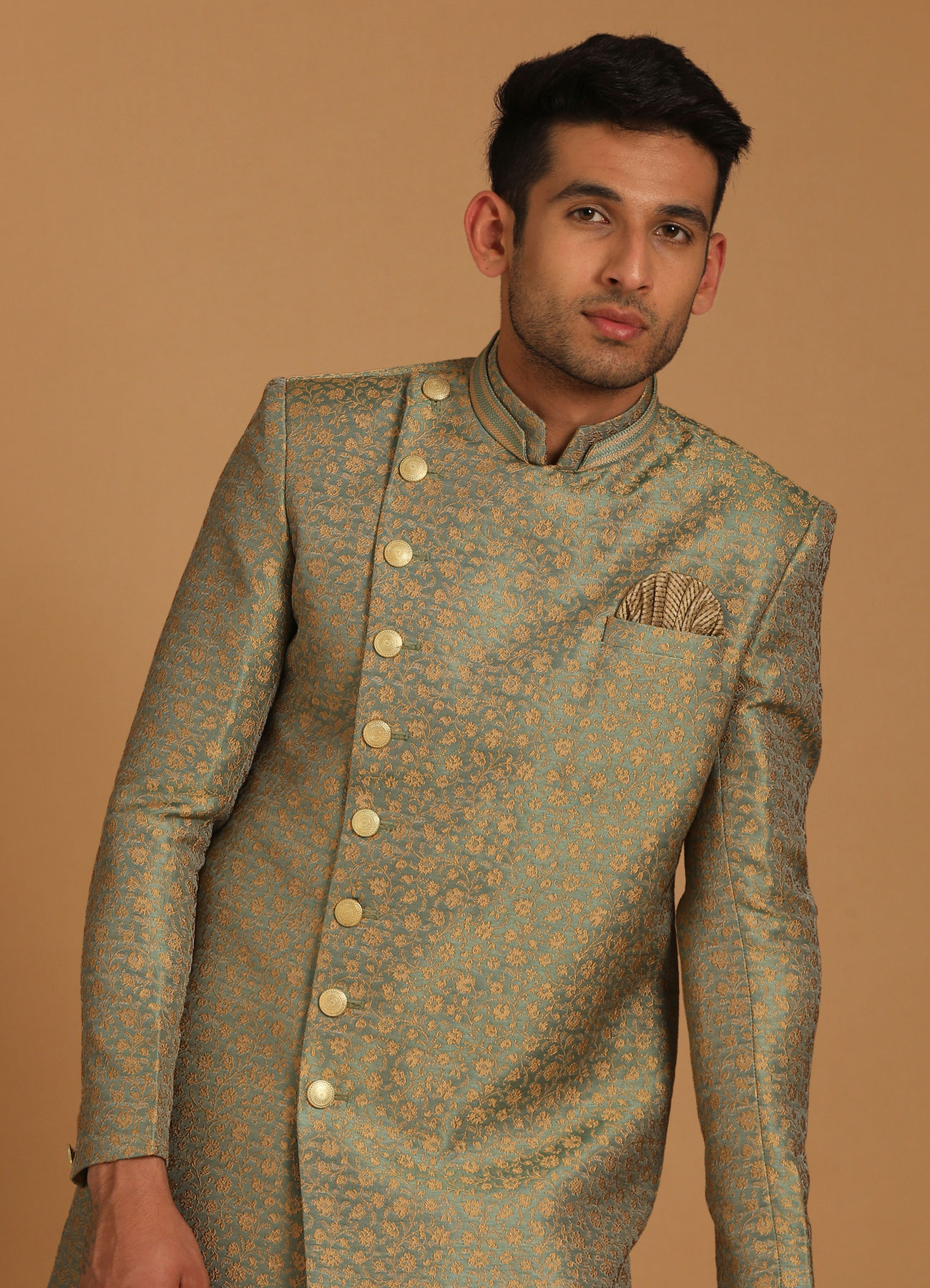 Manyavar Men Classy Green Indo Western