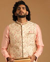 Manyavar Men Cream And Gajaree Kurta Jacket Set