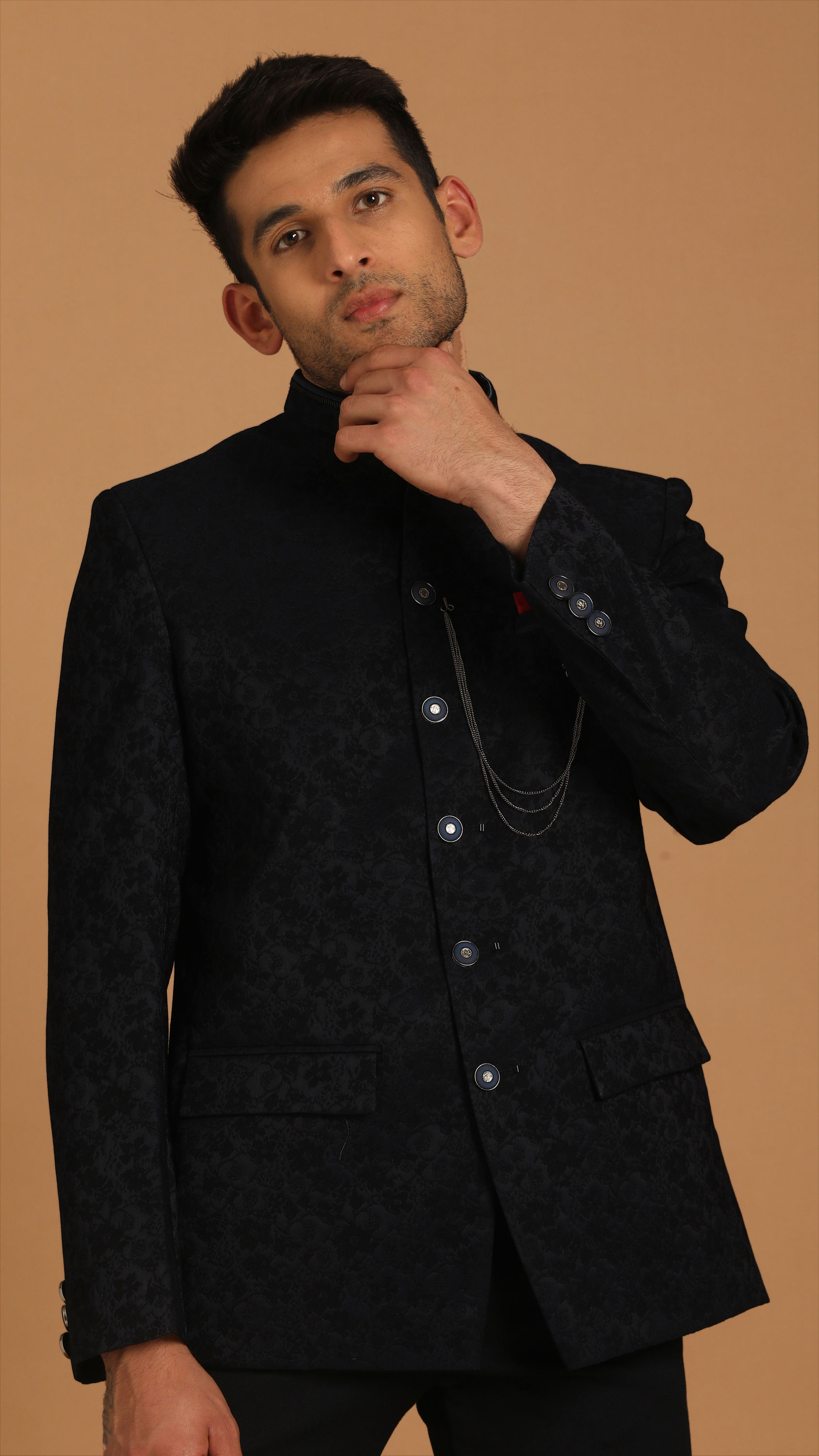 Manyavar Men Attractive Blue Indo Western