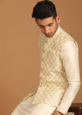 Designer kurta pajama with outlet jacket for mens online