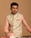 Manyavar Men Cream And Gajaree Kurta Jacket Set