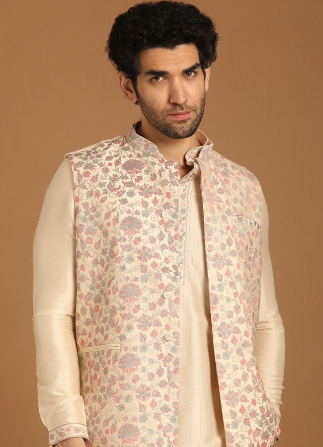 Manyavar kurta discount with nehru jacket