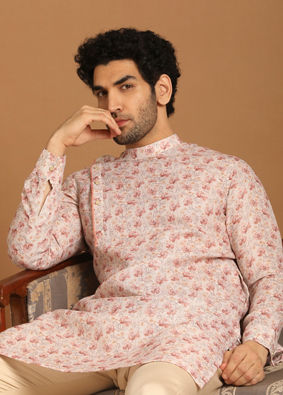 Manyavar Men Biscuit Shade Casual Kurta image number 0