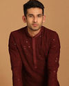 Manyavar Men Maroon Georgette Kurta Set