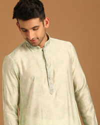 Manyavar Men Faded Green Printed Kurta Set