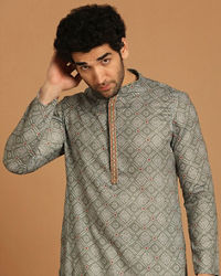 Manyavar Men Olive Green Kurta Pajama Set