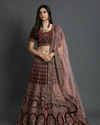 alt message - Mohey Women Royal Maroon Lehenga image number 0