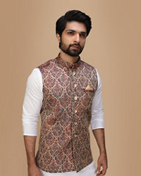 Manyavar Men Majestic Maroon Party Wear Jacket