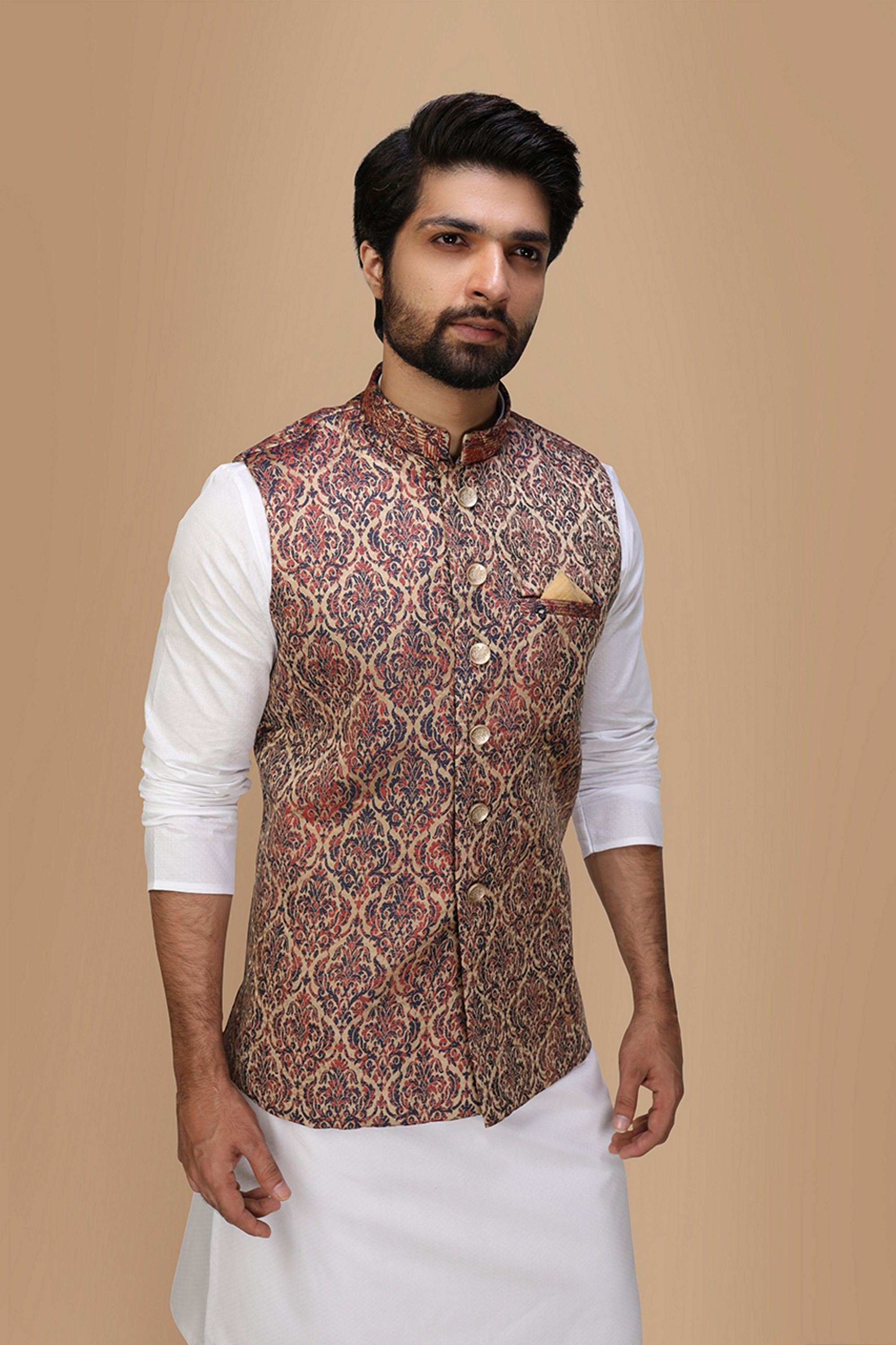 Manyavar Men Majestic Maroon Party Wear Jacket