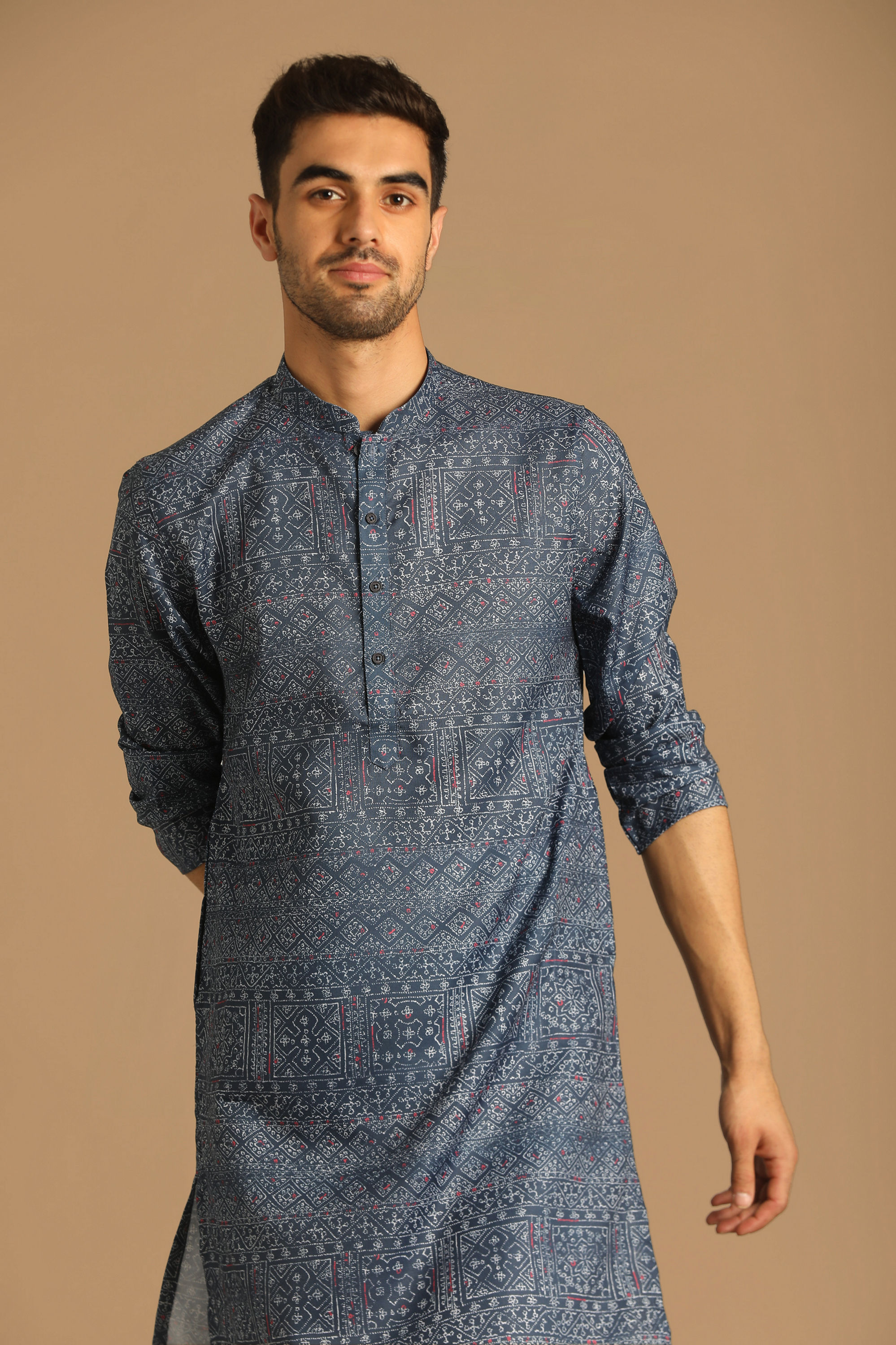 Manyavar Men Casual Blue Kurta