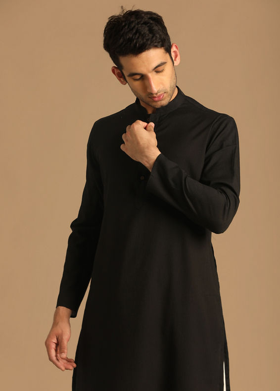 Manyavar Men Casual Black Kurta