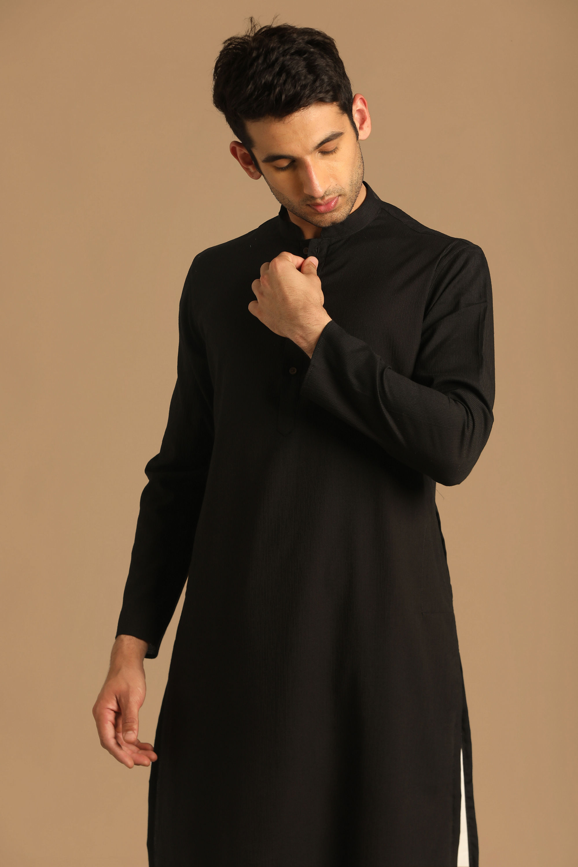 Manyavar Men Casual Black Kurta