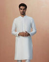 alt message - Manyavar Men Pearl White Chikankari Sherwani With Dupatta image number 2