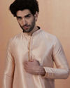 alt message - Manyavar Men Light Pink Booti Print Kurta Pajama image number 0