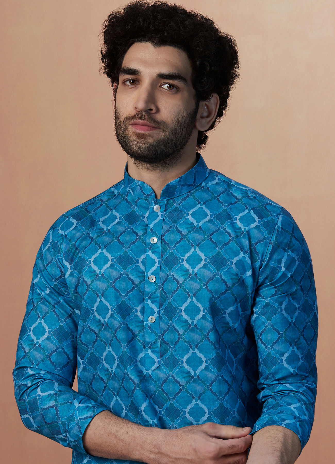 Manyavar Men Feroze Blue Kurta