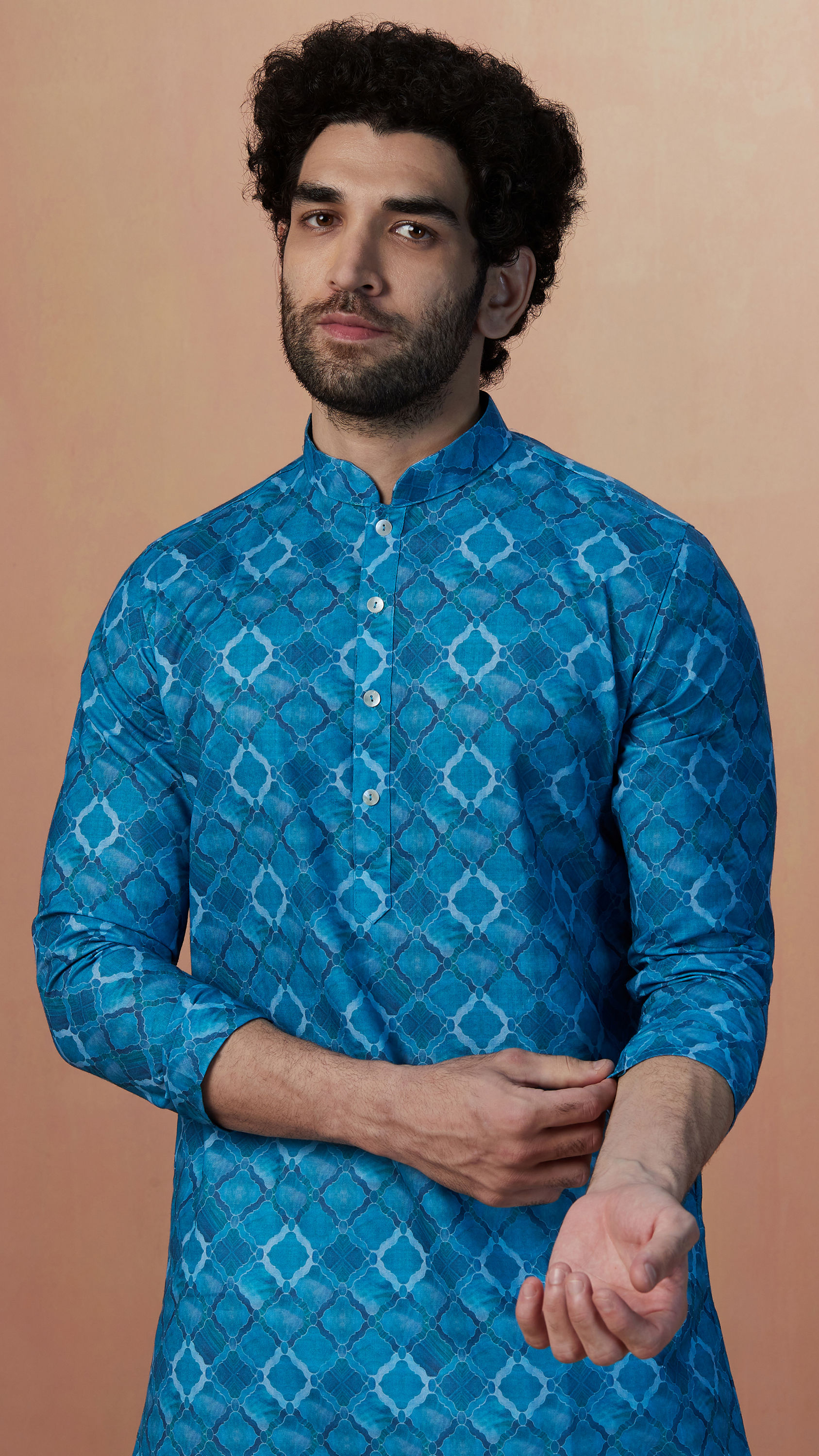 Manyavar Men Feroze Blue Kurta