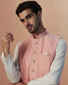 Manyavar Men Pink Self Embroidered Jacket image number 0