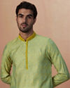 alt message - Manyavar Men Pastel Green Jacquard Kurta Pajama image number 0