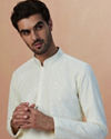 alt message - Manyavar Men Seashell White Chikankari Kurta Pajama image number 0