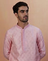 alt message - Manyavar Men Pink Paisley Self Design Kurta Pajama image number 0