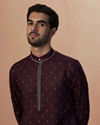 alt message - Manyavar Men Plum Booti Print Kurta Pajama image number 0