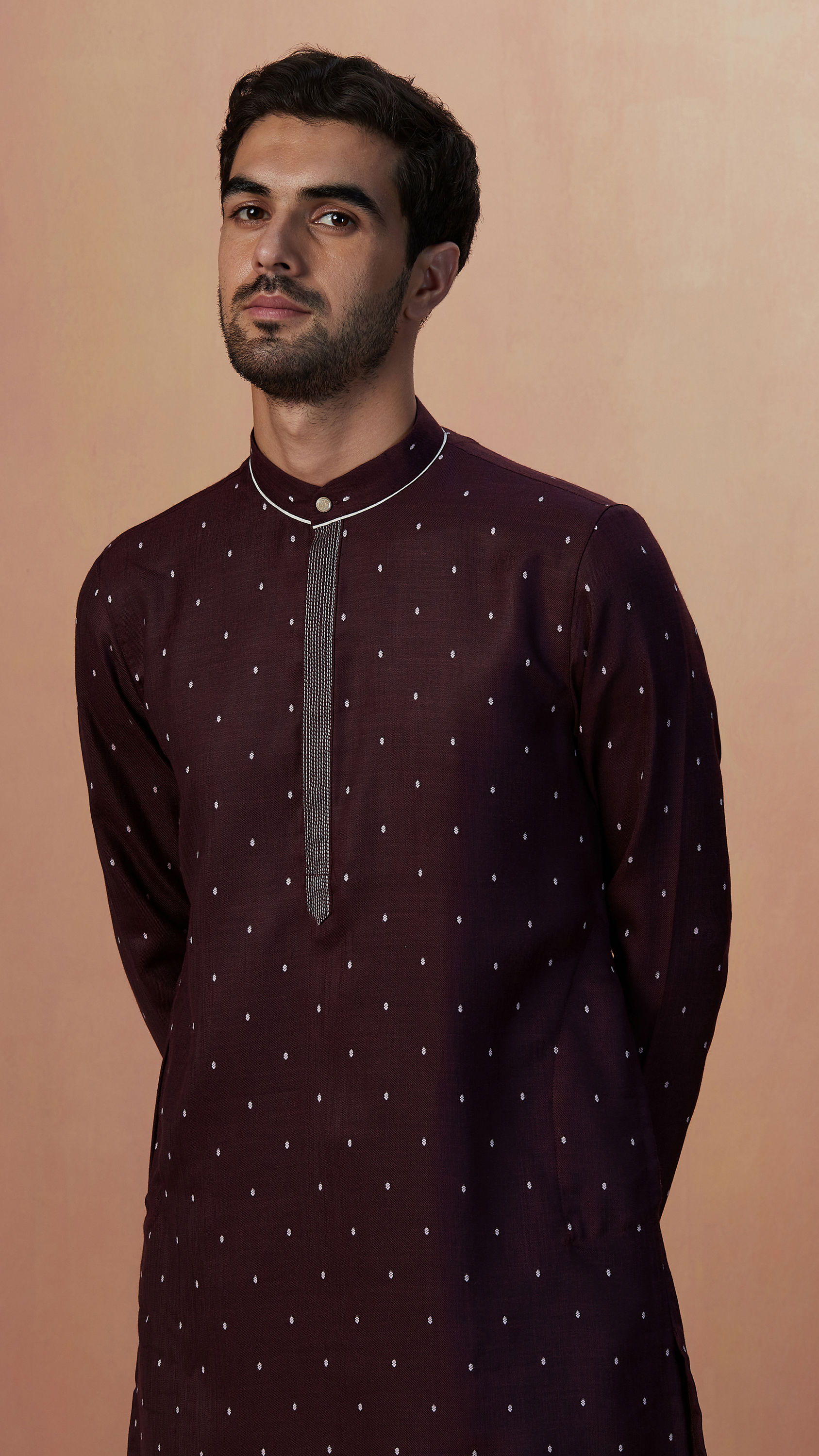 Manyavar Men Plum Booti Print Kurta Pajama