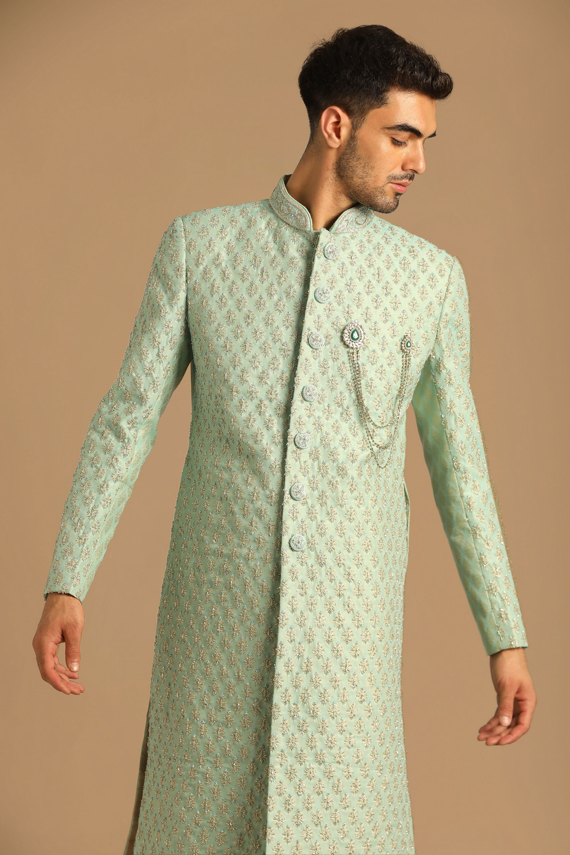 Manyavar Men Opal Green Sherwani