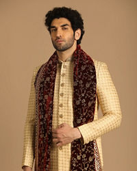 Manyavar Men Nouvelle Beige Sherwani