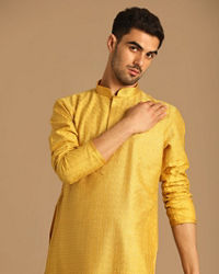 Manyavar Men Smart Fit Mustard Kurta Set