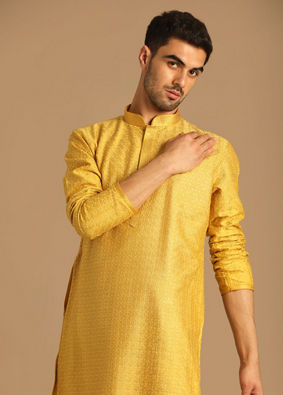 Smart-Fit Mustard Kurta Set image number 0