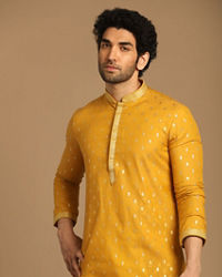 Manyavar Men Mustard Chanderi Kurta Set