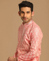 Manyavar Men Pastel Pink Kurta Set