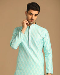 Manyavar Men Peppy Blue Kurta Set