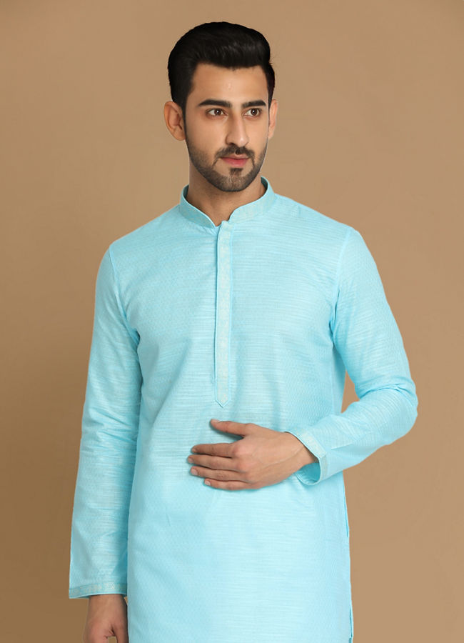 Manyavar Men Sublime Blue Kurta Set