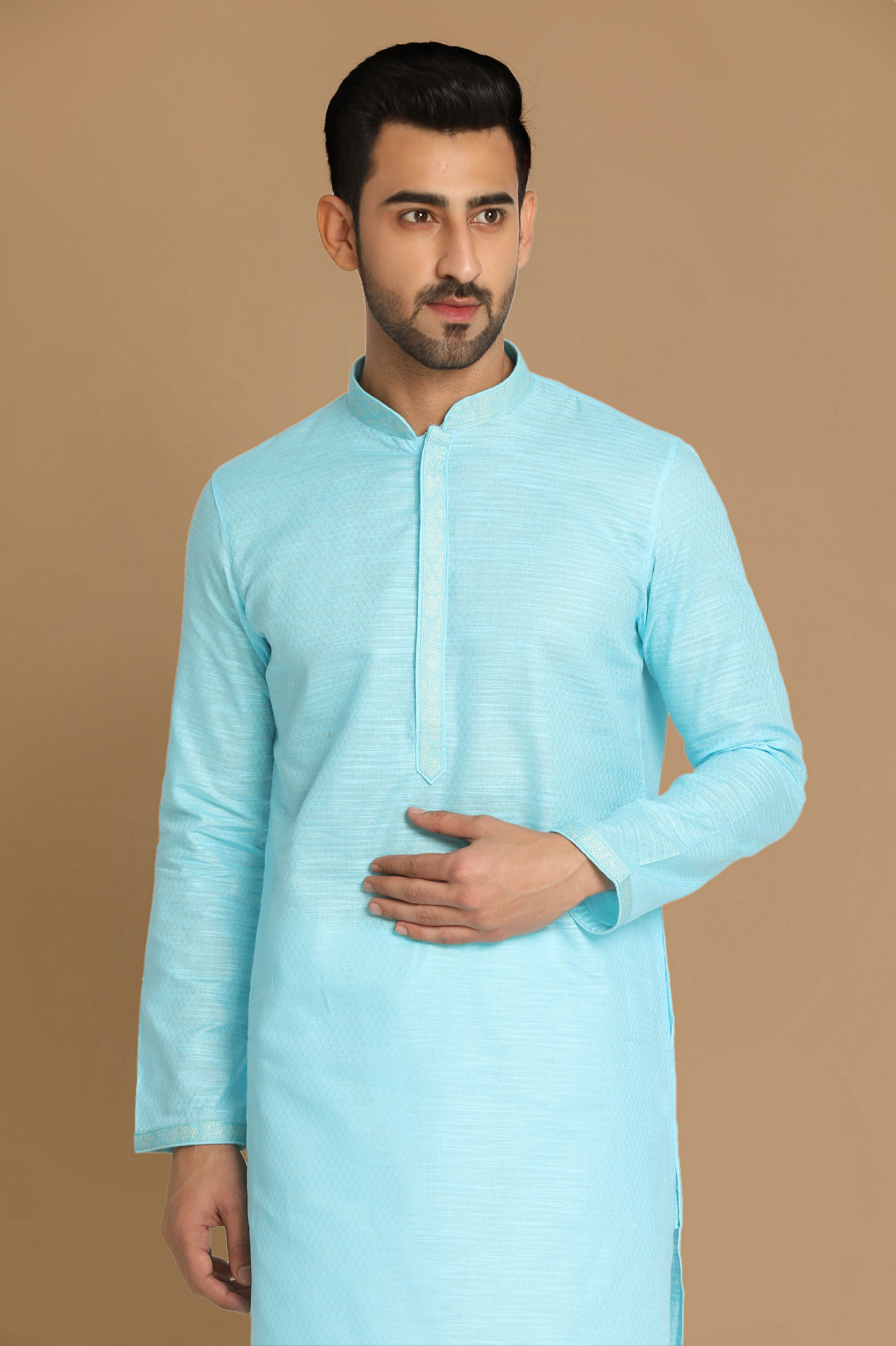 Manyavar Men Sublime Blue Kurta Set