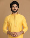 Manyavar Men Daffodil Yellow Solid Kurta Pajama