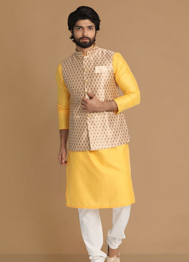 Manyavar Men Sublime Biscuit Shade Jacket