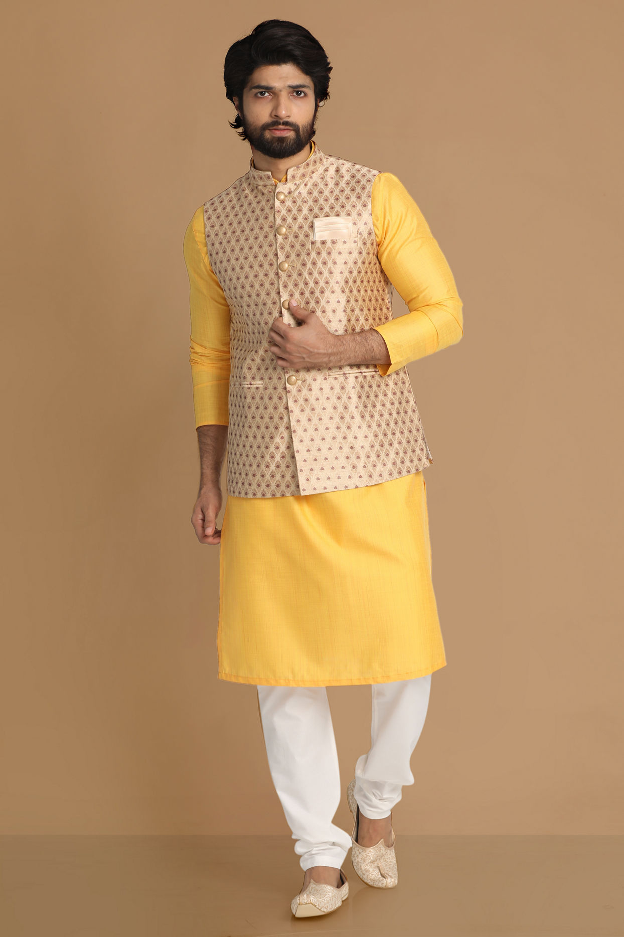 Manyavar Men Sublime Biscuit Shade Jacket