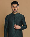 Manyavar Men Sober Bottle Green Kurta Pajama