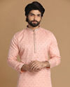 Manyavar Men Light Pink Kurta Pajama With Minimalist Motifs