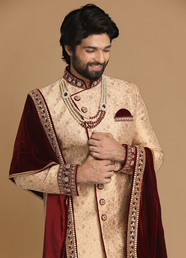 Manyavar Men Regal Fawn Sherwani Set